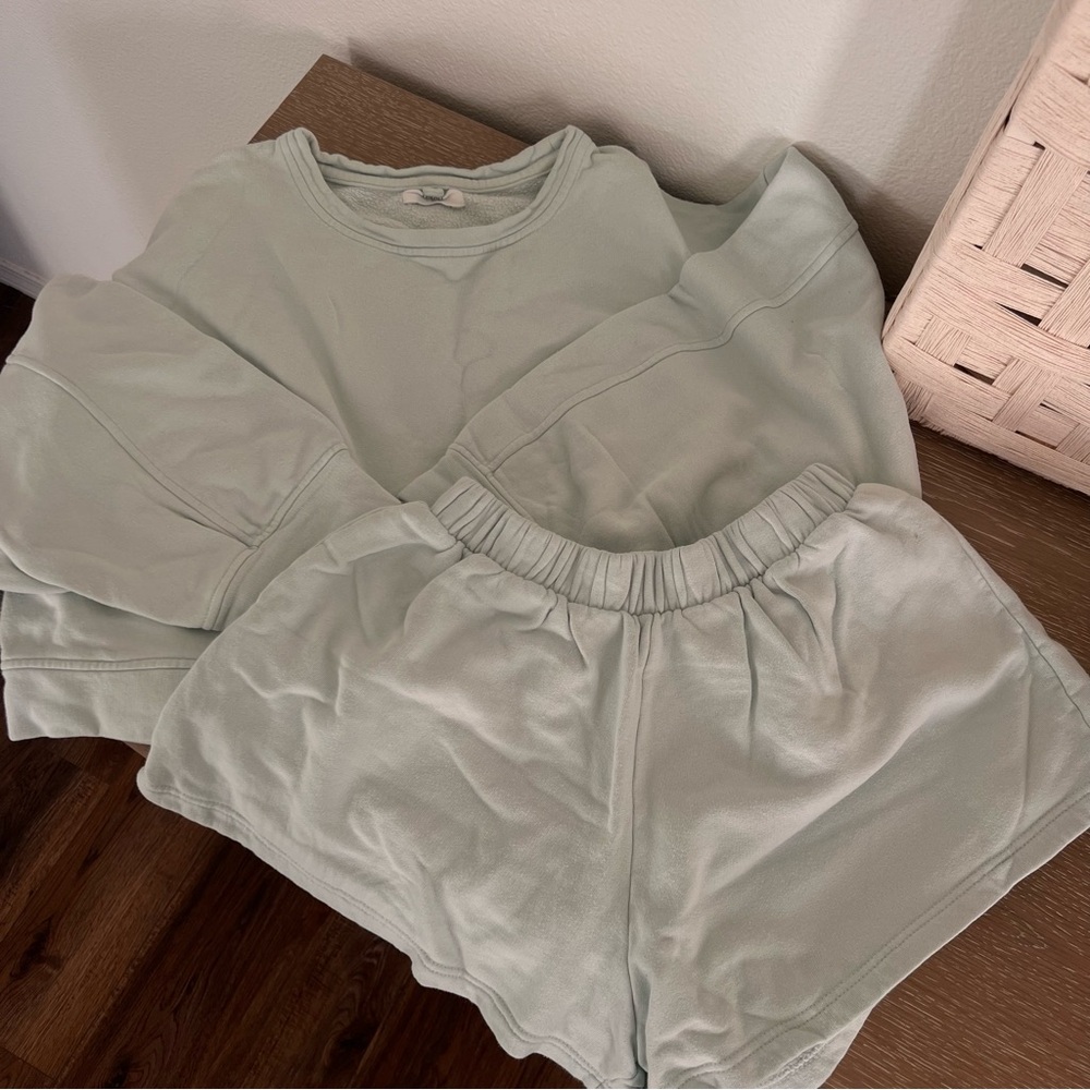 Mikoh Light Blue Sweatshirt and Shorts Set
